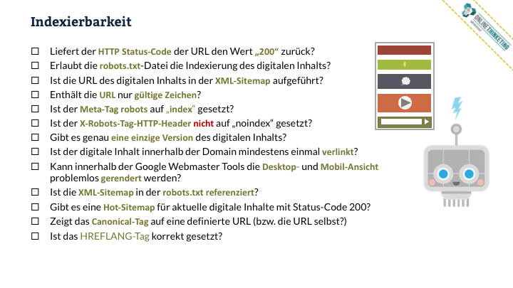 Online Marketing Seminar » Onlinethinketing » Web-Technik » Indexierbarkeit